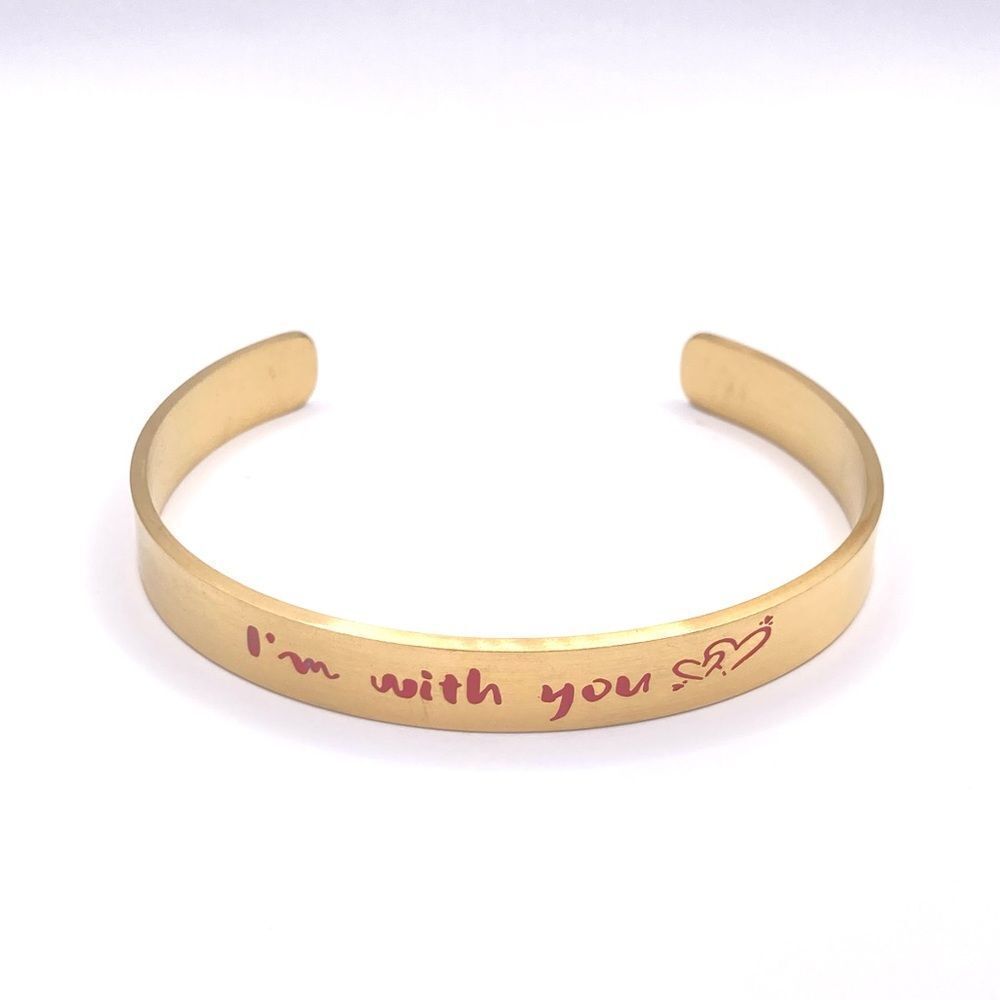 Gold Cuff Bracelet I'm with You Message Cuff Bracelet